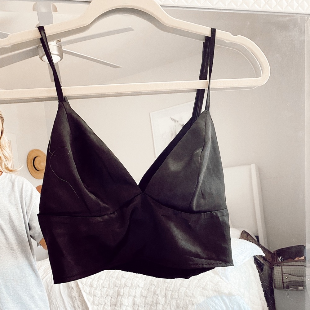 Sz Small Faux Satin Black bralette